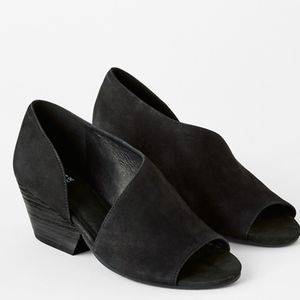 Fig Open Side Suede Slip On Block Heel Shoes